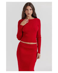 Red bow halter suit skirt dress