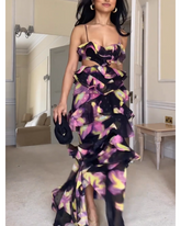 Long dress with empty print and halter