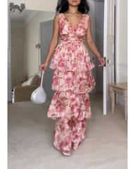 Printed pleated dress