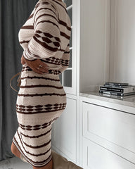 Long Sleeve Color Block Sweater Dress