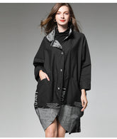 Abstract Printed Long Sleeves Stand Collar Midi Dress