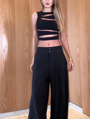 Features an empty waistcoat suit for women