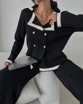 Long sleeve suit with lapel button
