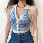 70s Retro Chevron Halter Vest