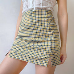 Olive Check Mini Skirt