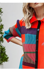 Abstract Printed Loose Lapel Midi Dress