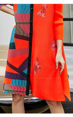 Abstract Printed Loose Lapel Midi Dress