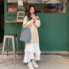 Round Neck Split-Joint Sweatshirt Mini Dress