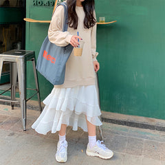 Round Neck Split-Joint Sweatshirt Mini Dress