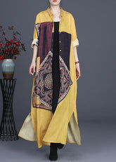 French Yellow Silk Long Dress