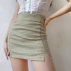 Olive Check Mini Skirt