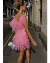 Barbie pink deep V sleeveless dress