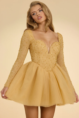 Pearl wrap bust puffy skirt