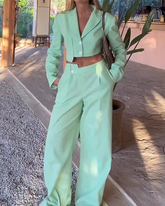 Cropped Blazer Fashion Pants Two-Pack