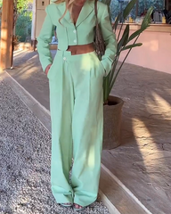Cropped Blazer Fashion Pants Two-Pack