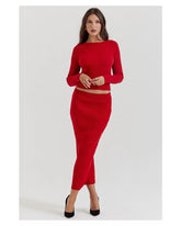 Red bow halter suit skirt dress