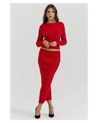 Red bow halter suit skirt dress