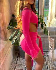 Red wispy empty skirt miniskirt