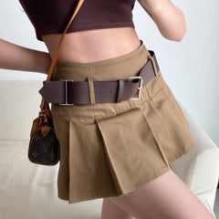 Y2K Corduroy Pleated Mini Skirt
