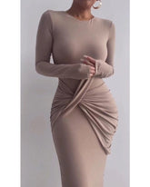 Fall long-sleeved irregular slim dress