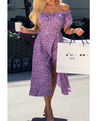 Casual print split dress