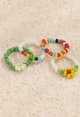 4Pcs Floral Beads Ring