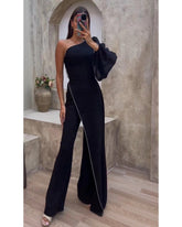 Casual cross shoulder rose romper