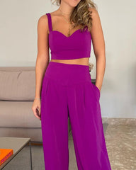 Casual Solid Color Vest & Pants Two-piece Set