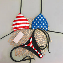 Independence Day print strappy two-piece bikini