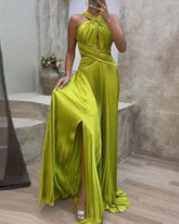 Elegant solid color waist dress