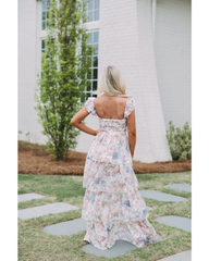 Elegant Watercolor Tiered Maxi dress