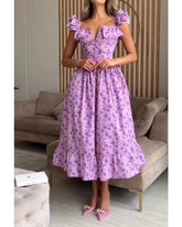 Casual printed V-neck dress