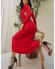 Fall slim-fit backless dress