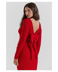 Red bow halter suit skirt dress