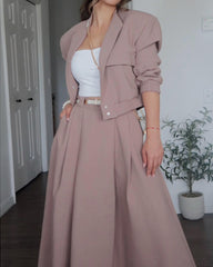 Long Sleeve Coat Skirt Two Piece Suit