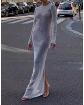 backless see-through with big bow dress