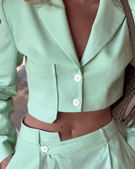 Cropped Blazer Fashion Pants Two-Pack