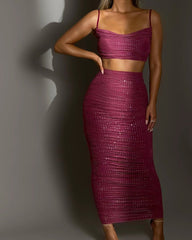 Red tank top long set skirt dress