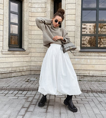 Solid Slim Flower Irregular Casual Skirt