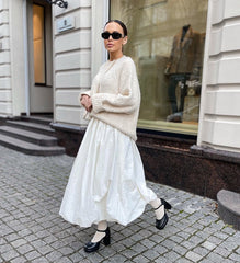 Solid Slim Flower Irregular Casual Skirt