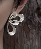 Loose Silk Sterling Silver Double Cloud Stud Earrings