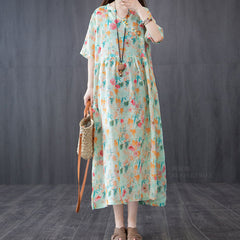 Abstract Print Loose Slim Short Sleeve Dress