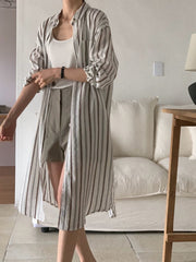 Artistic Retro Striped Shirt Dress
