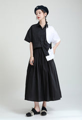 Simple Black Light Loose Skirt Dress