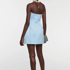 Anwen Strapless Flower Mini Dress In Hot Pink