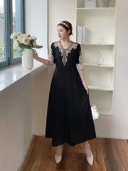 Summer New Loose Embroidery Falbala Dress