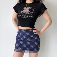 Nostalgia Retro Plaid Mesh Skirt ~ HANDMADE