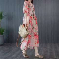 Abstract Print Loose Slim Short Sleeve Dress