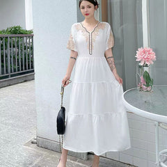 Summer New Loose Embroidery Falbala Dress