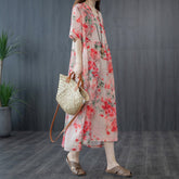 Abstract Print Loose Slim Short Sleeve Dress